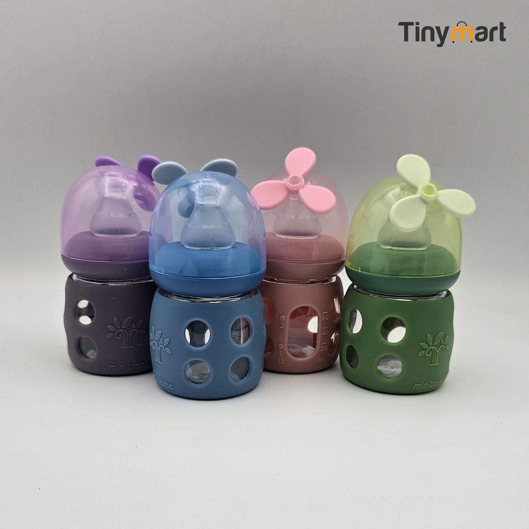Minitree Glass Feeding Bottle 60ML 2-OZ Standard Neck Nipple