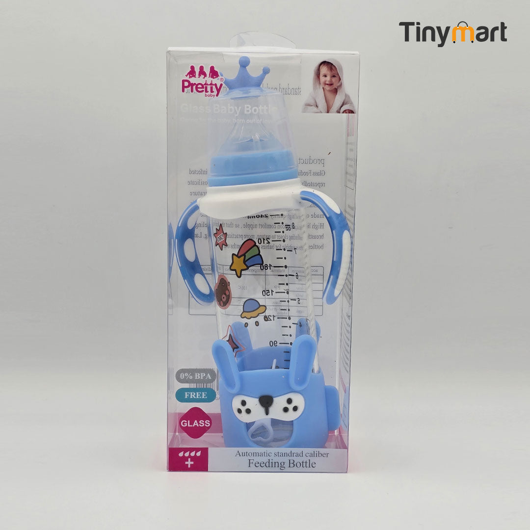 Pretty Baby Glass Feeding Bottle 240ML 8-OZ Standard Neck Nipple