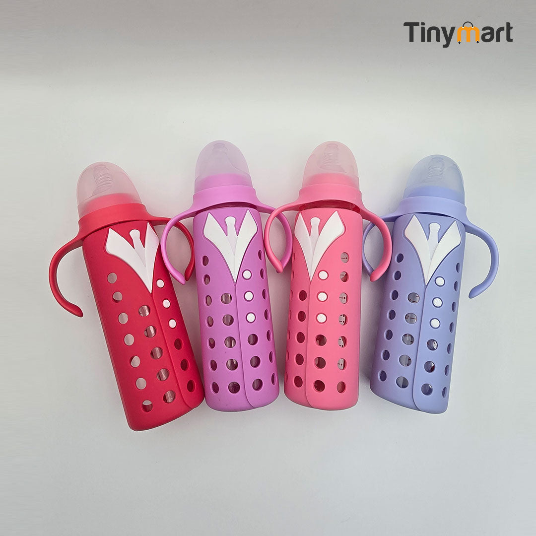 Hello Baby Glass Feeding Bottle 240ML 8-OZ Standard Neck Nipple