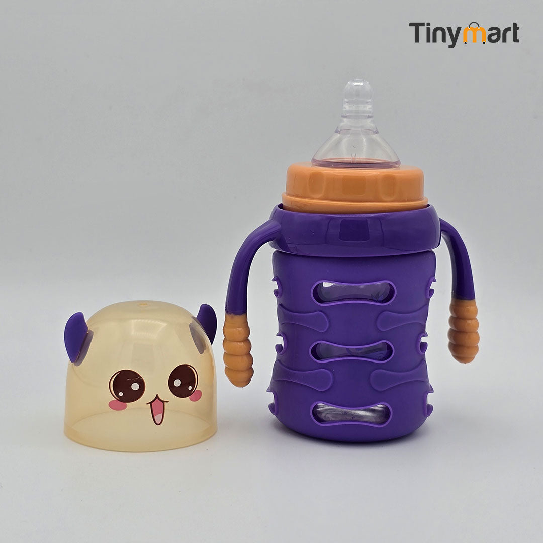Fish Baby Glass Feeding Bottle 150ML 6-OZ Wide Neck Nipple
