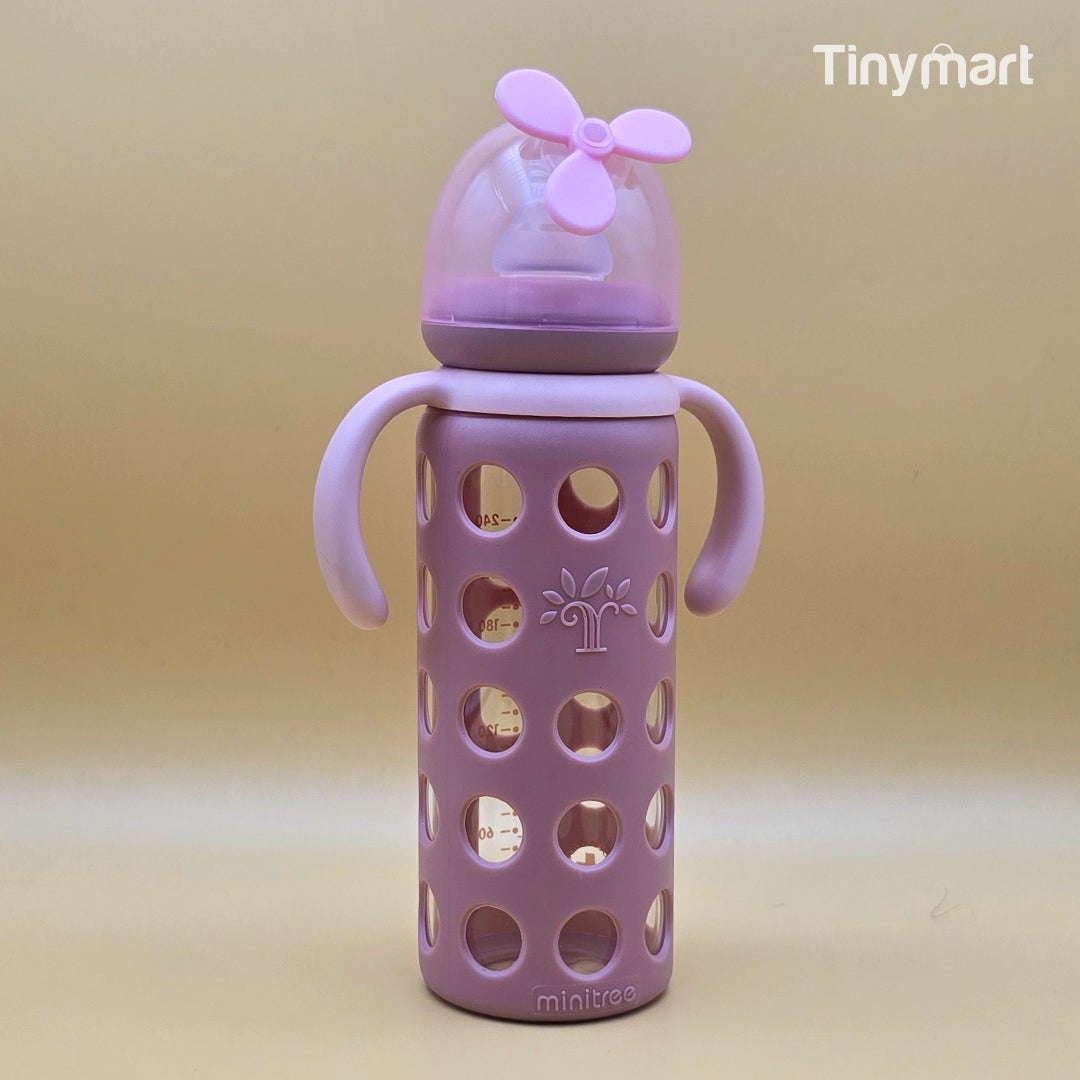 Minitree Glass Feeding Bottle 240ML 9-OZ Standard Neck Nipple