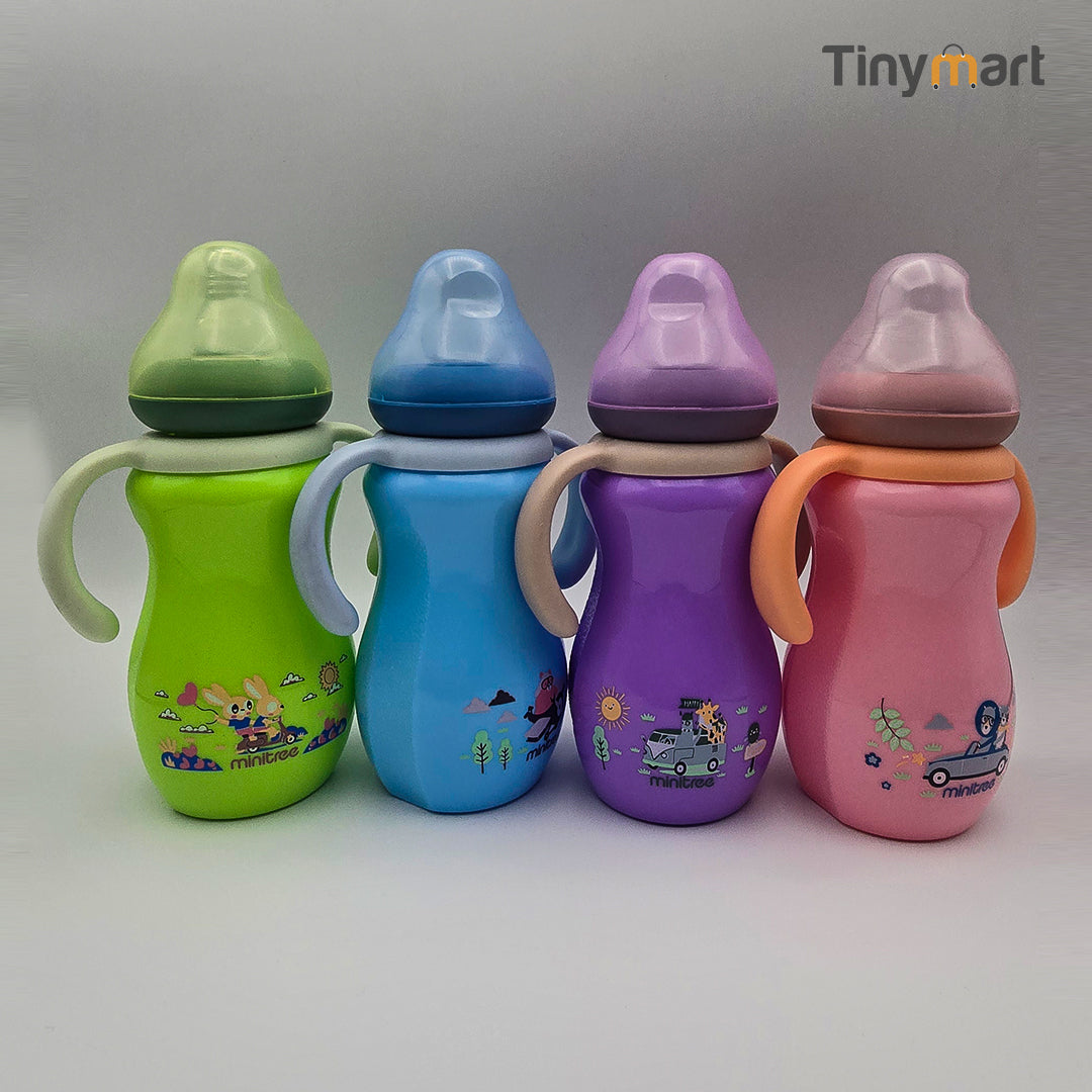 Minitree Feeding Bottle 270ML 9OZ Standard Neck Nipple coloured