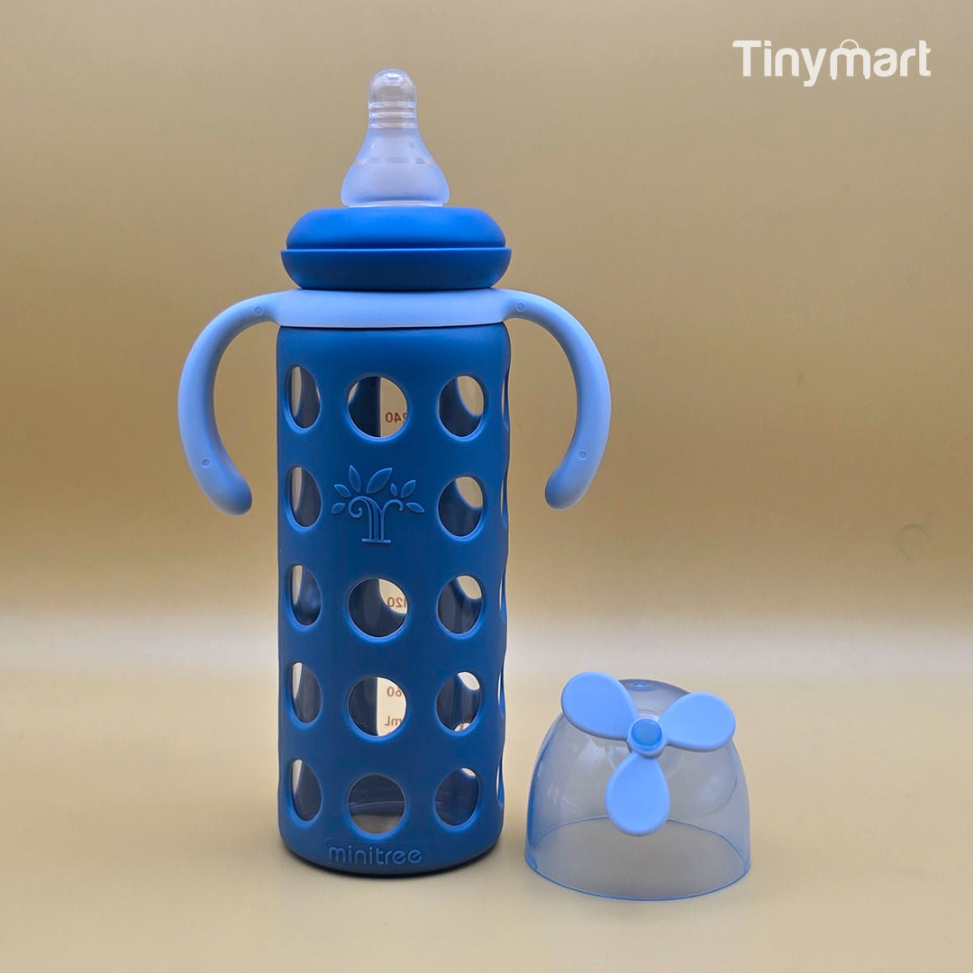 Minitree Glass Feeding Bottle 240ML 9-OZ Standard Neck Nipple