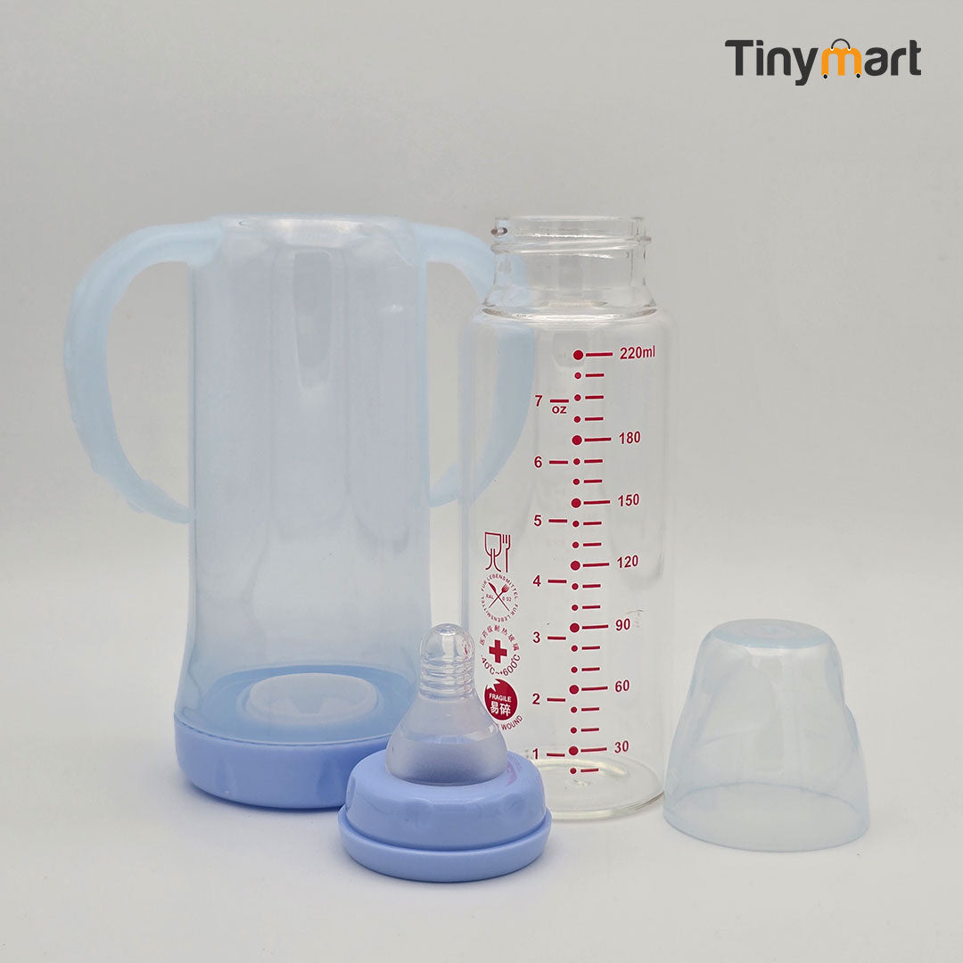 Pretty Baby Glass Feeding Bottle 220ML 7-OZ Standard Neck Nipple