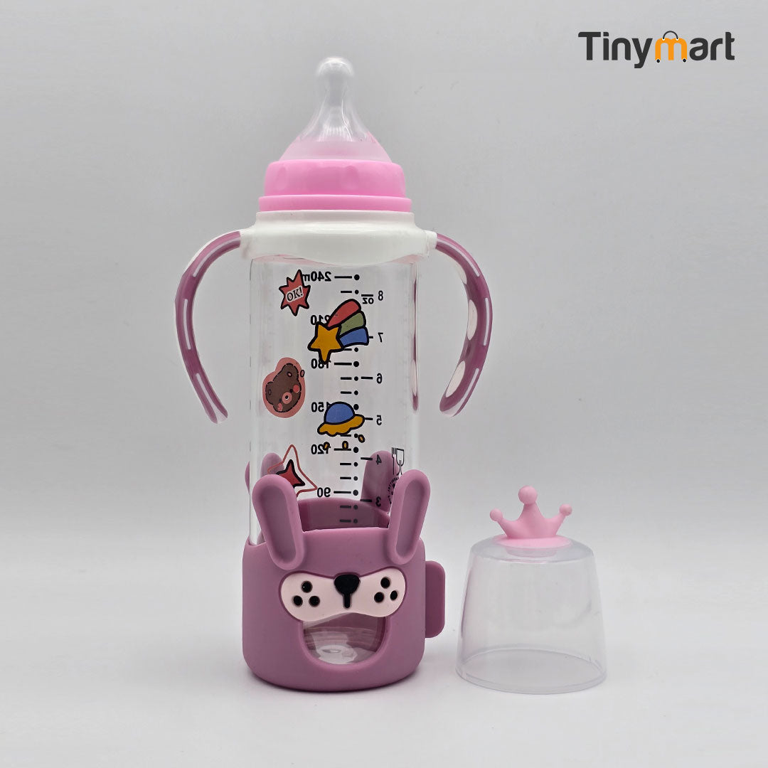 Pretty Baby Glass Feeding Bottle 240ML 8-OZ Standard Neck Nipple