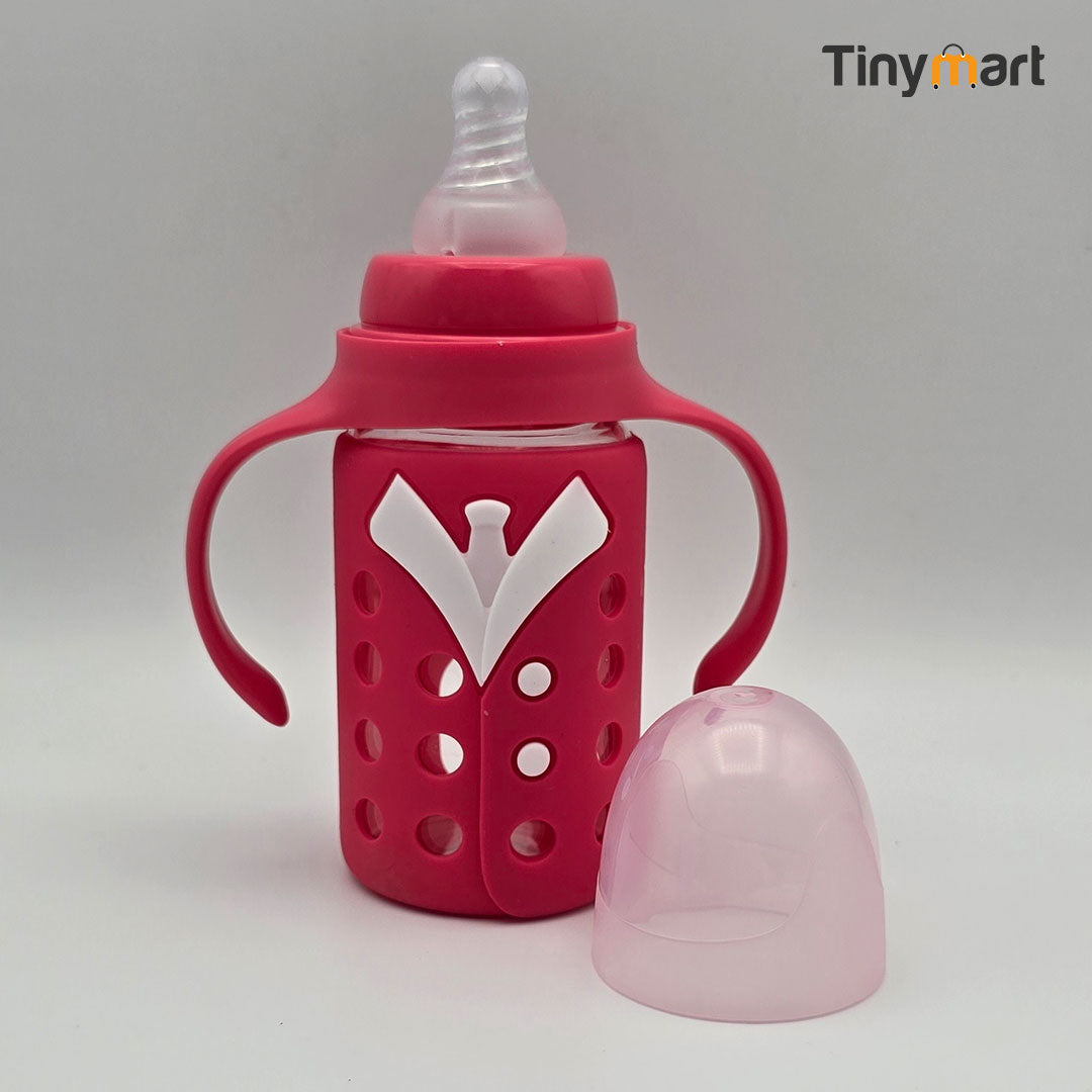 Hello Baby Glass Feeding Bottle 120ML 5-OZ Standard Neck Nipple