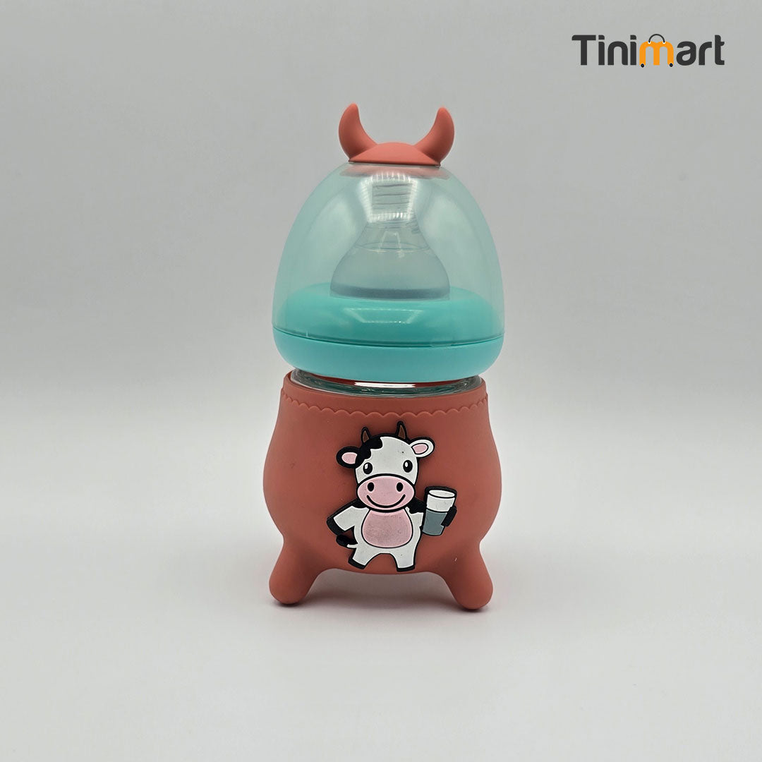 Reo Glass Feeding Bottle 120ML 4-OZ Standard Wide Neck Nipple