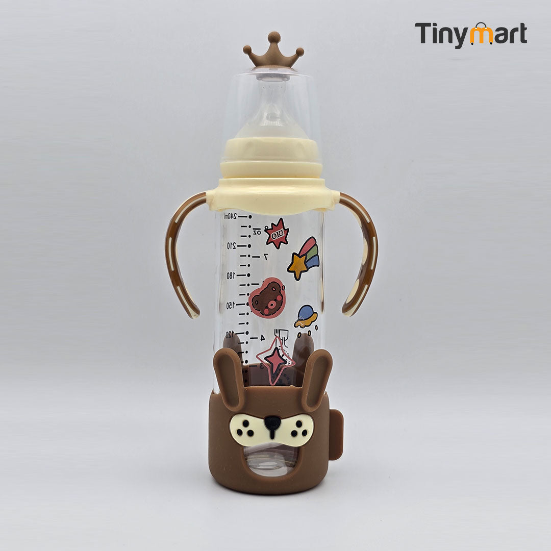 Pretty Baby Glass Feeding Bottle 240ML 8-OZ Standard Neck Nipple