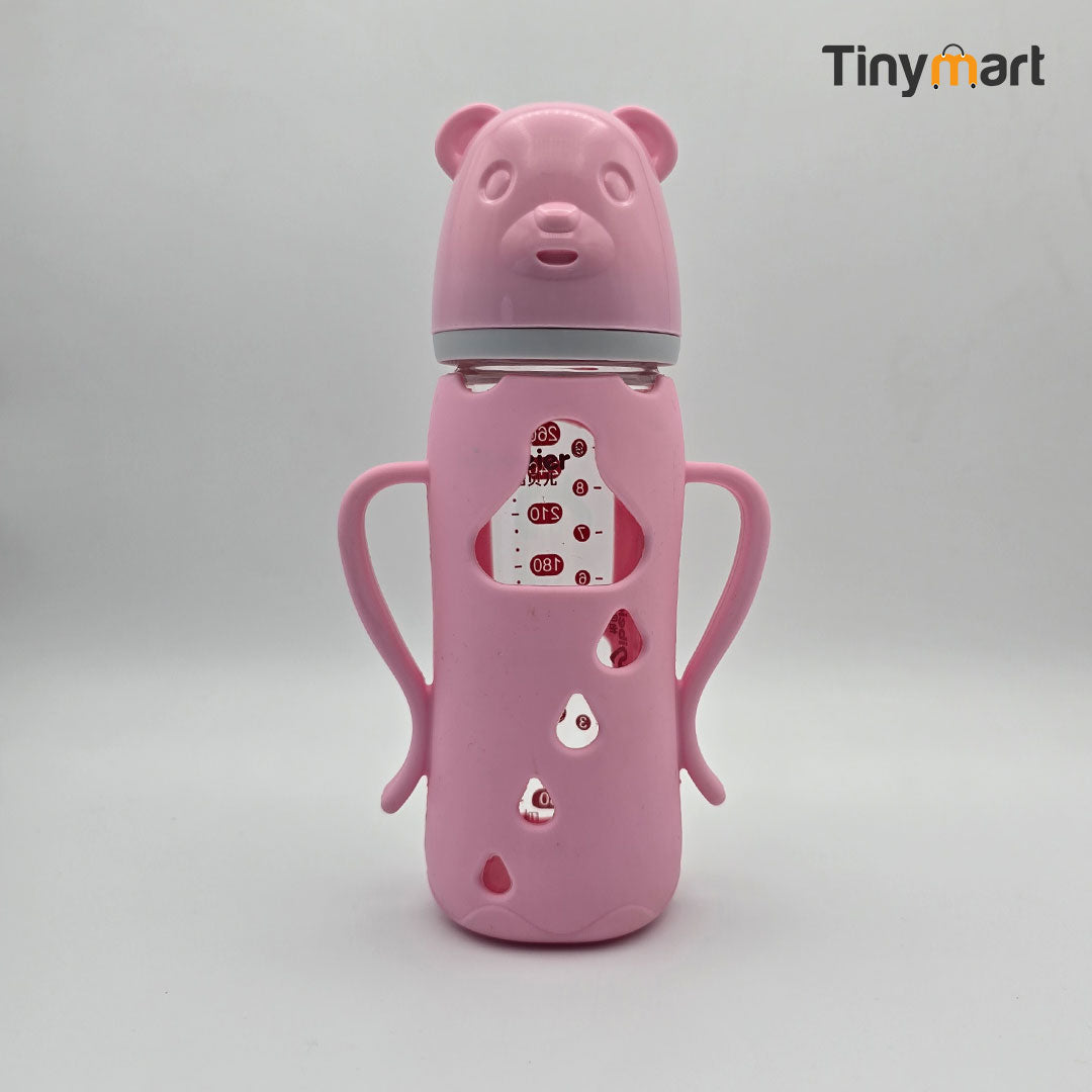 Hello Baby Glass Feeding Bottle 240ML 8-OZ Natural Nipple