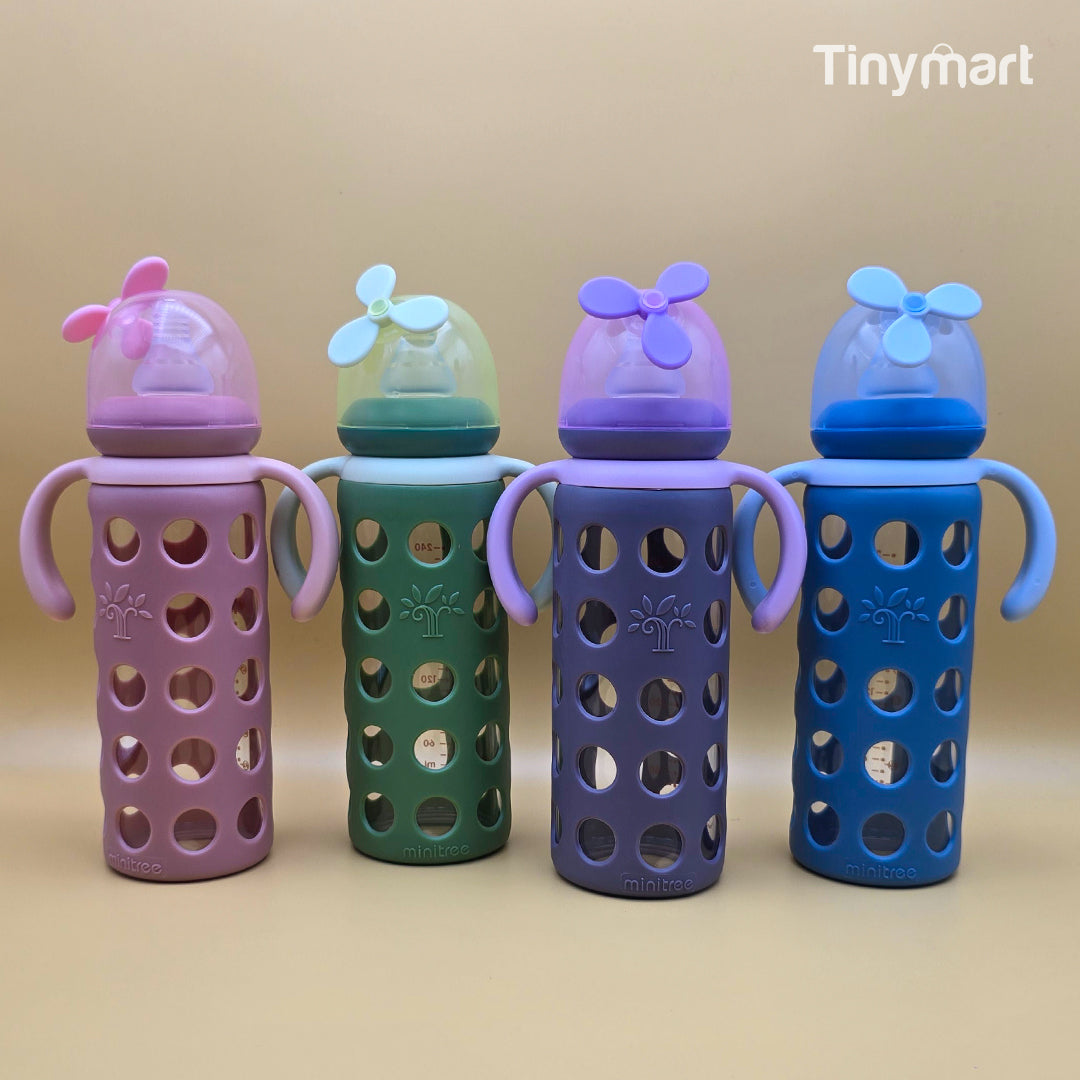 Minitree Glass Feeding Bottle 240ML 9-OZ Standard Neck Nipple