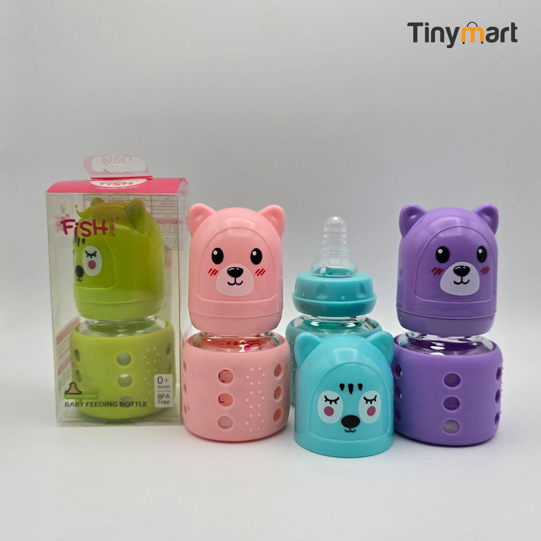 Fish Glass Feeding Bottle 60ML 2-OZ Standard Neck Nipple