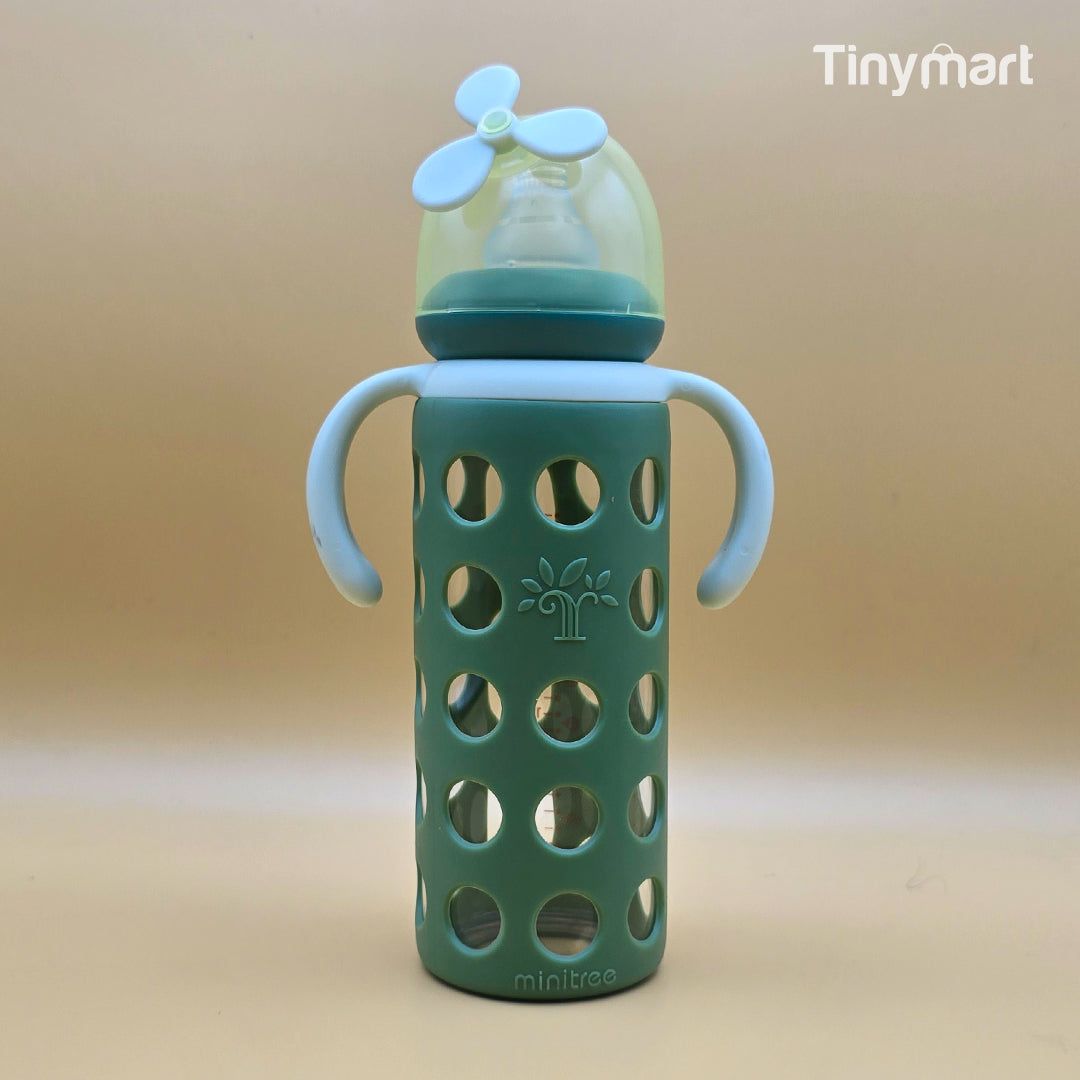 Minitree Glass Feeding Bottle 240ML 9-OZ Standard Neck Nipple