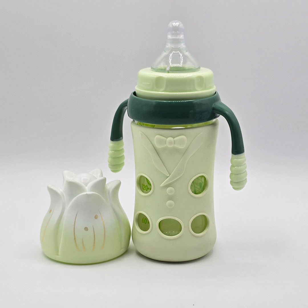 Glass Feeding Bottle – 240ml / 8 oz – Wide Neck Nipple
