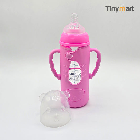 Hello Baby Glass Feeding Bottle 240ML 8-OZ Wide Neck Nipple