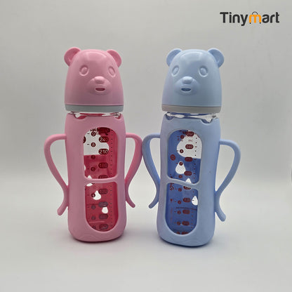 Hello Baby Glass Feeding Bottle 240ML 8-OZ Natural Nipple
