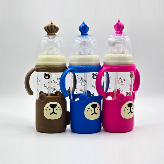 Cute Bear Baby Feeder – Wide Neck Glass 240ml