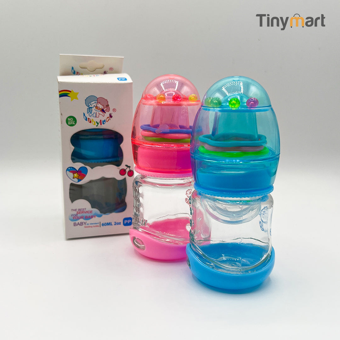 BabyLuck Glass Feeding Bottle 60ML 2-OZ Standard Neck Nipple