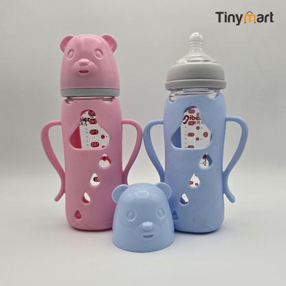 Hello Baby Glass Feeding Bottle 240ML 8-OZ Natural Nipple