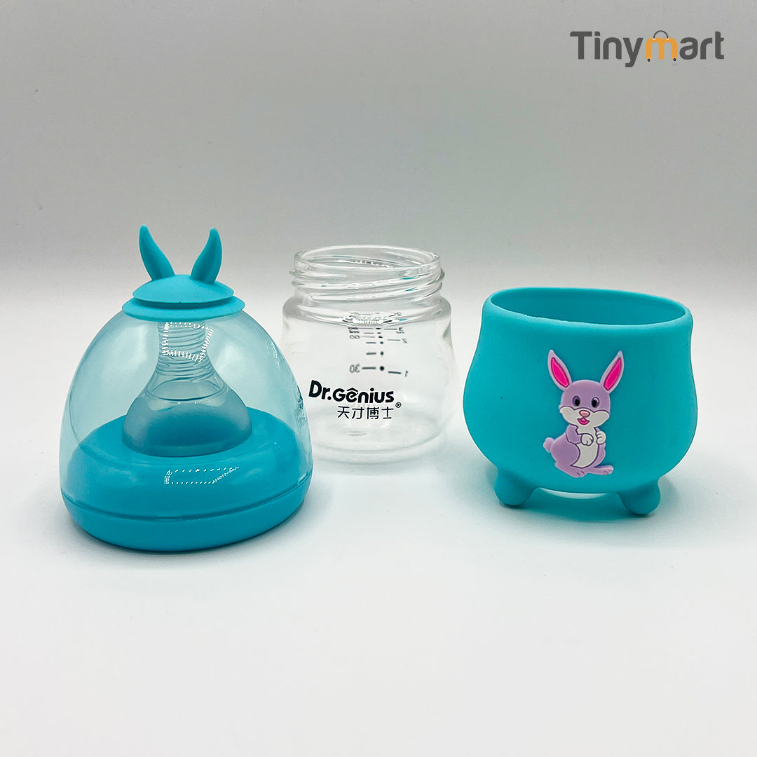 ReoBaby Glass Feeding Bottle 80ML 3-OZ Standard Neck Nipple