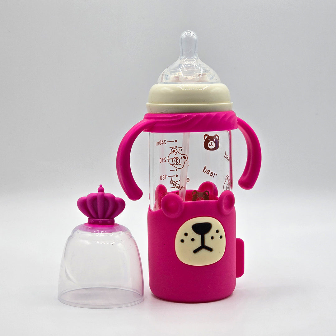 Cute Bear Baby Feeder – Wide Neck Glass 240ml
