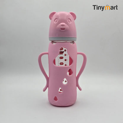 Hello Baby Glass Feeding Bottle 240ML 8-OZ Natural Nipple