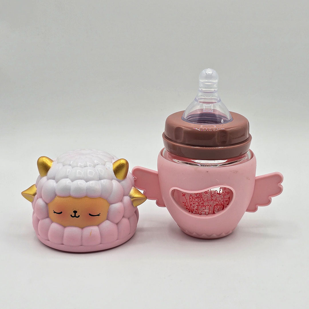 Glass Feeding Bottle – 90ml / 3 oz – Wide Neck Nipple
