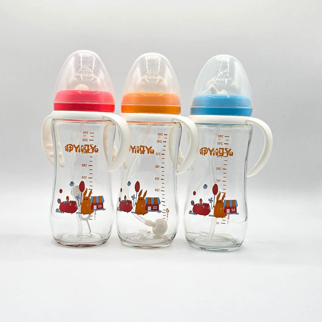 Glass Feeding Bottle 260ML 9-OZ Wide Neck